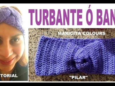 Vincha # 50 Turbante a Crochet Pilar por Maricita Colours