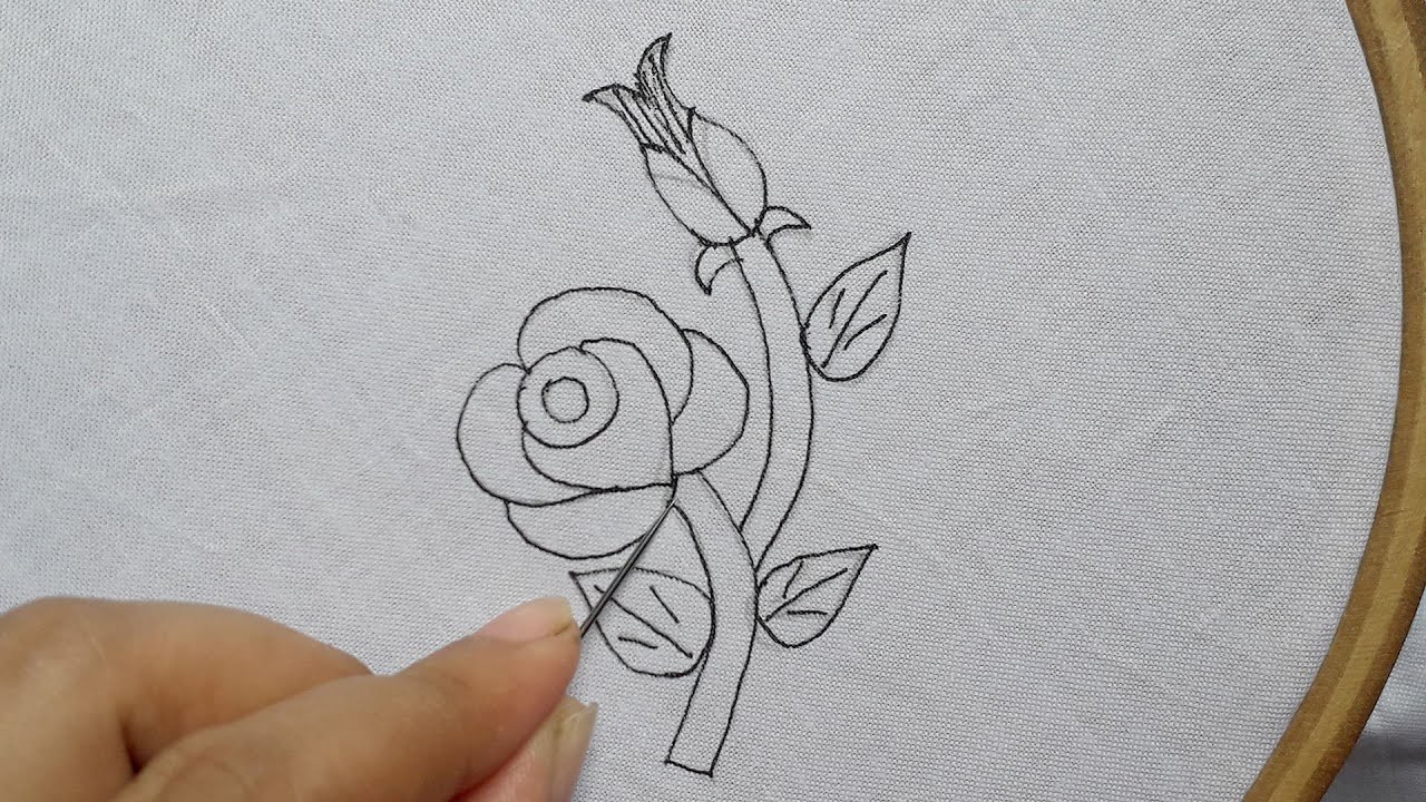Amazing hand embroidery rose#03 ???? Rose flower embroidery design ???? Bordado fantasía : Rosa (fácil)