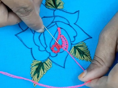 Amazing hand embroidery rose#2 ???? Rose flower embroidery design ???? Bordado fantasía : Rosa (fácil)