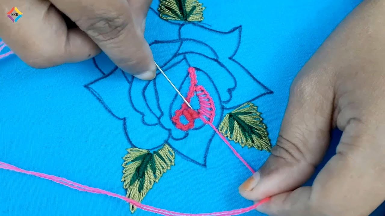 Amazing hand embroidery rose#2 ???? Rose flower embroidery design ???? Bordado fantasía : Rosa (fácil)