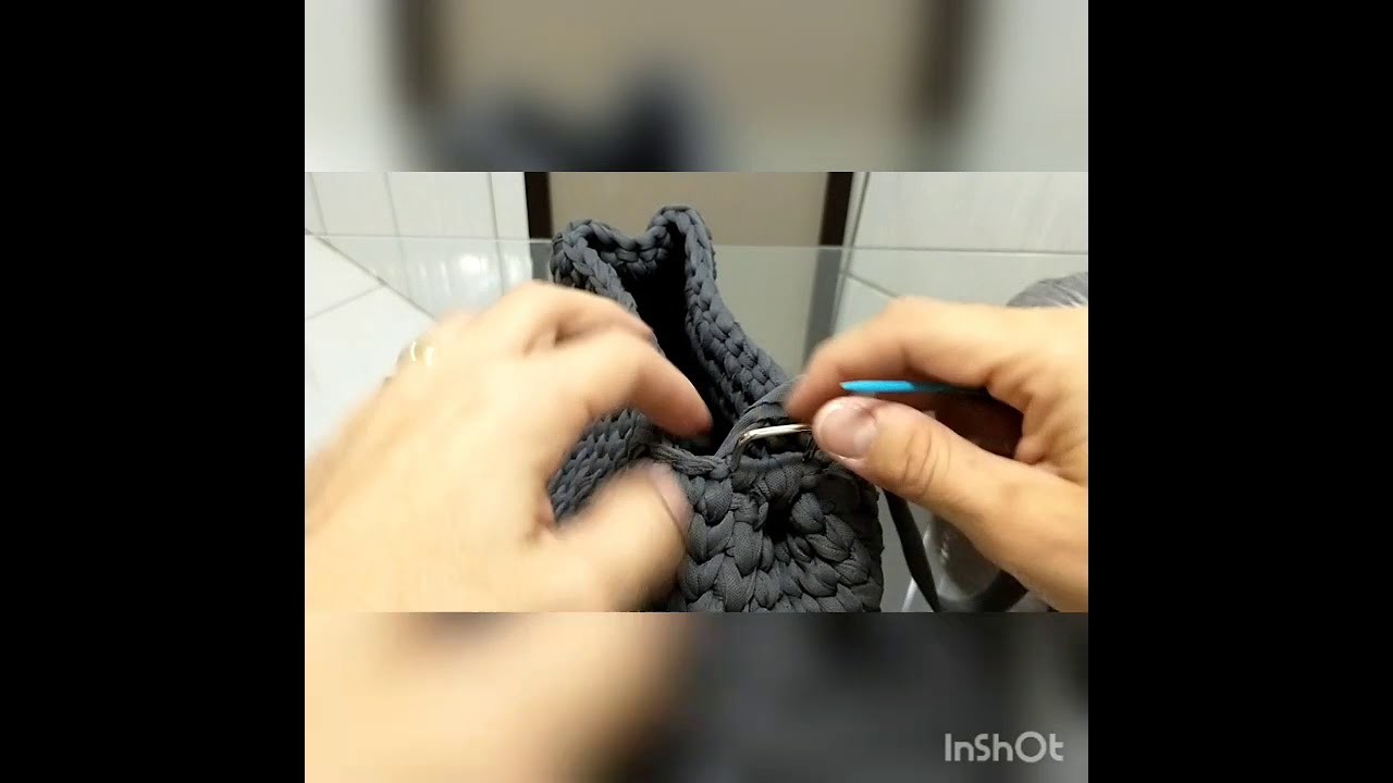 Como colocar meia argola em bolsa de Crochê em fio de malha e dicas de acabamento