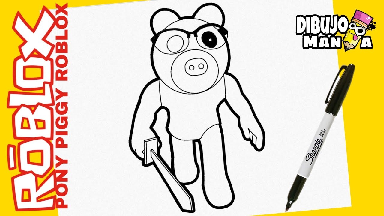 COMO DIBUJAR LA SKIN PONY DE PIGGY ROBLOX. DIBUJOS DE PIGGY ROBLOX