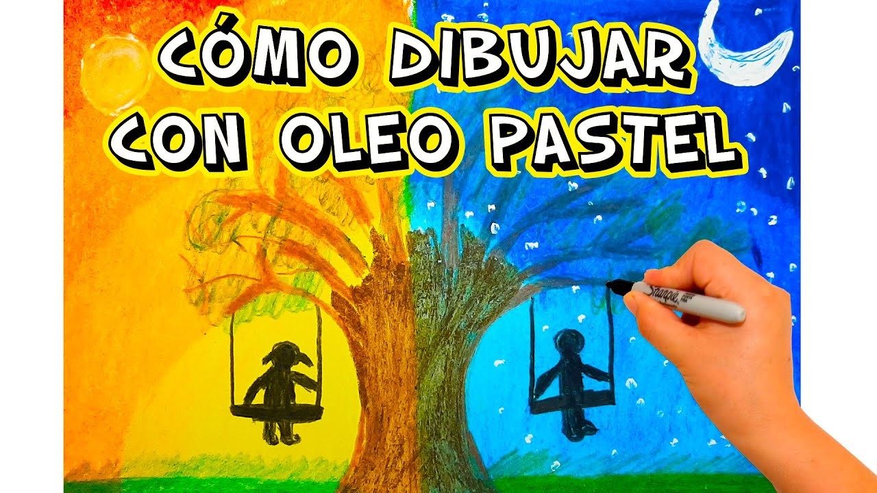 Cómo dibujar un paisaje con Oleo Pastel | How to draw oil pastel easy #learntodraw
