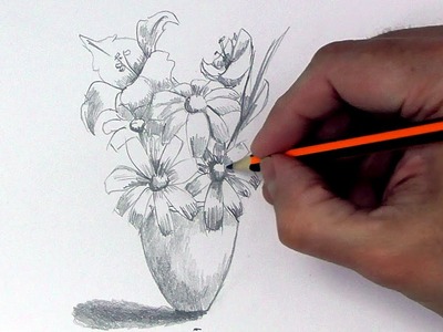 Como Dibujar un Ramo de Flores con Lapiz Normal Paso a Paso y muy Facil | +8 Años