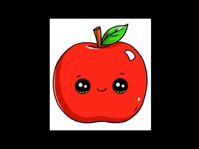 Como dibujar una manzana kawaii (fácil)