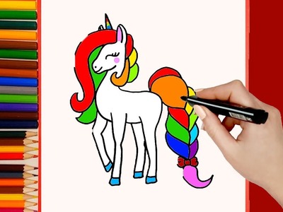 Cómo dibujar una UNICORNIO Arcoiris Kawaii. How to Draw a Cute Unicorn Rainbow