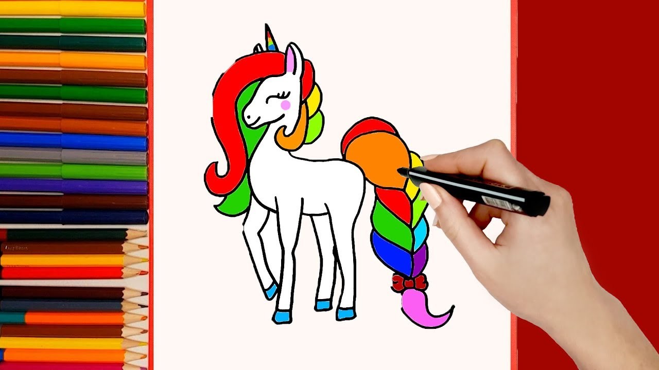 Cómo dibujar una UNICORNIO Arcoiris Kawaii. How to Draw a Cute Unicorn Rainbow
