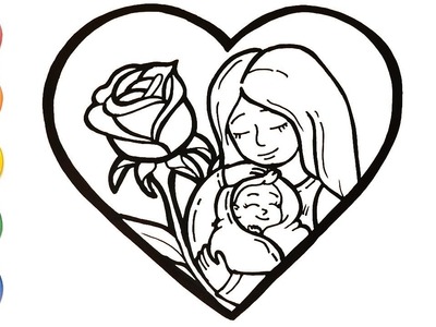 Como Dibujar y Colorear Un Corazon Por El Día De La Madre - Aprende Dibujar Paso a Paso.FunKeep Art