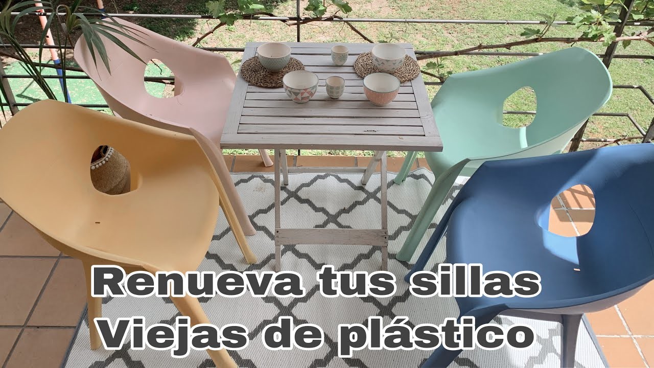 DIY Cómo RENOVAR SILLAS viejas de jardín - pintar sillas de plástico.resina