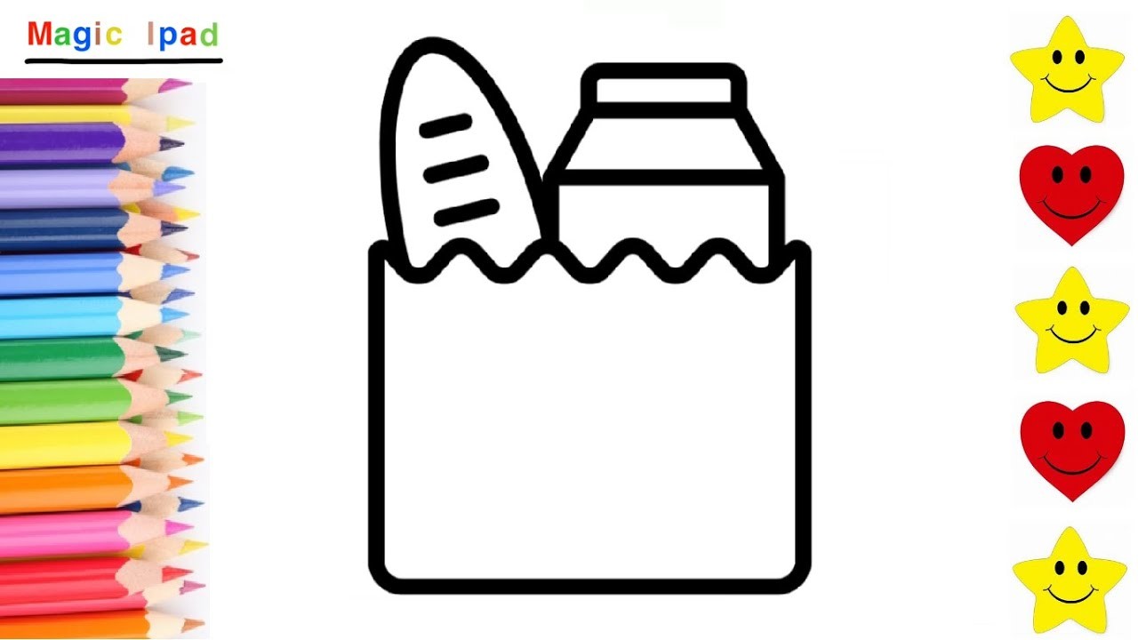 Como dibujar una BOLSA DE LA COMPRA | dibujos para niños ????⭐ How to draw a SHOPPING BAG | kids