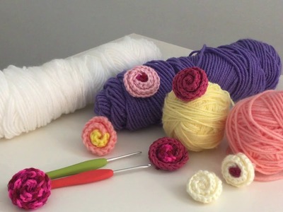 Botones de Flores Fáciles en Crochet ( Flor #19 )