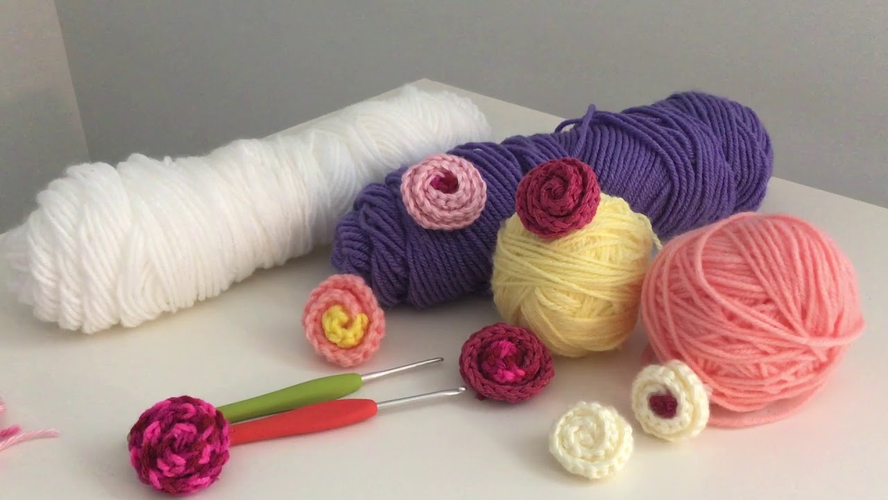 Botones de Flores Fáciles en Crochet ( Flor #19 )