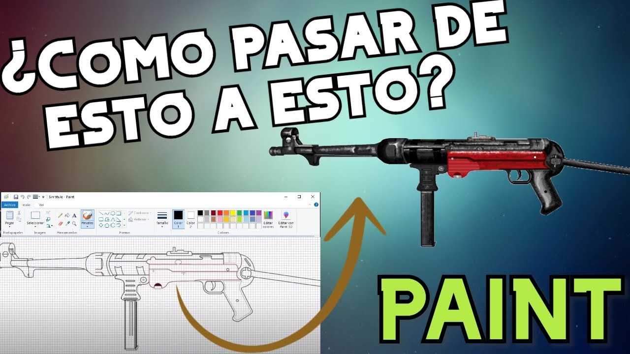 Como Dibujar Mp40 Classic |  How to Draw in Paint Mp40. FREE FIRE #CrisDraw