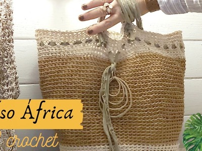 Crochet paso a paso  Bolso Africa, Tote Bag a crochet.  Bolsa playa o todo uso
