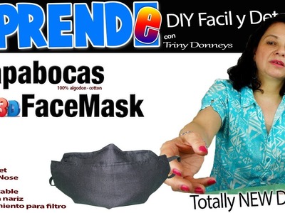 DIY TAPABOCAS 3D, BARBIJO o mascara casera de tela - Make Fabric FACE MASK at Home ❤ 3D DESIGN