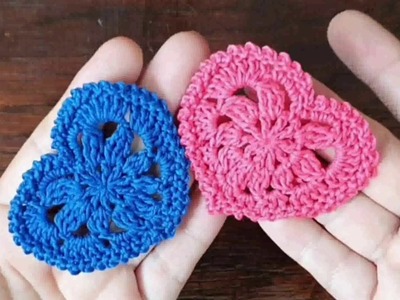 ❤️Tutorial❤Corazon a Crochet ❤how to heart Crochet Appliques ❤Crochet motif