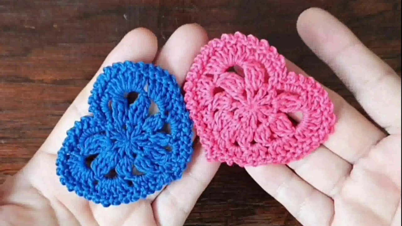 ❤️Tutorial❤Corazon a Crochet ❤how to heart Crochet Appliques ❤Crochet motif