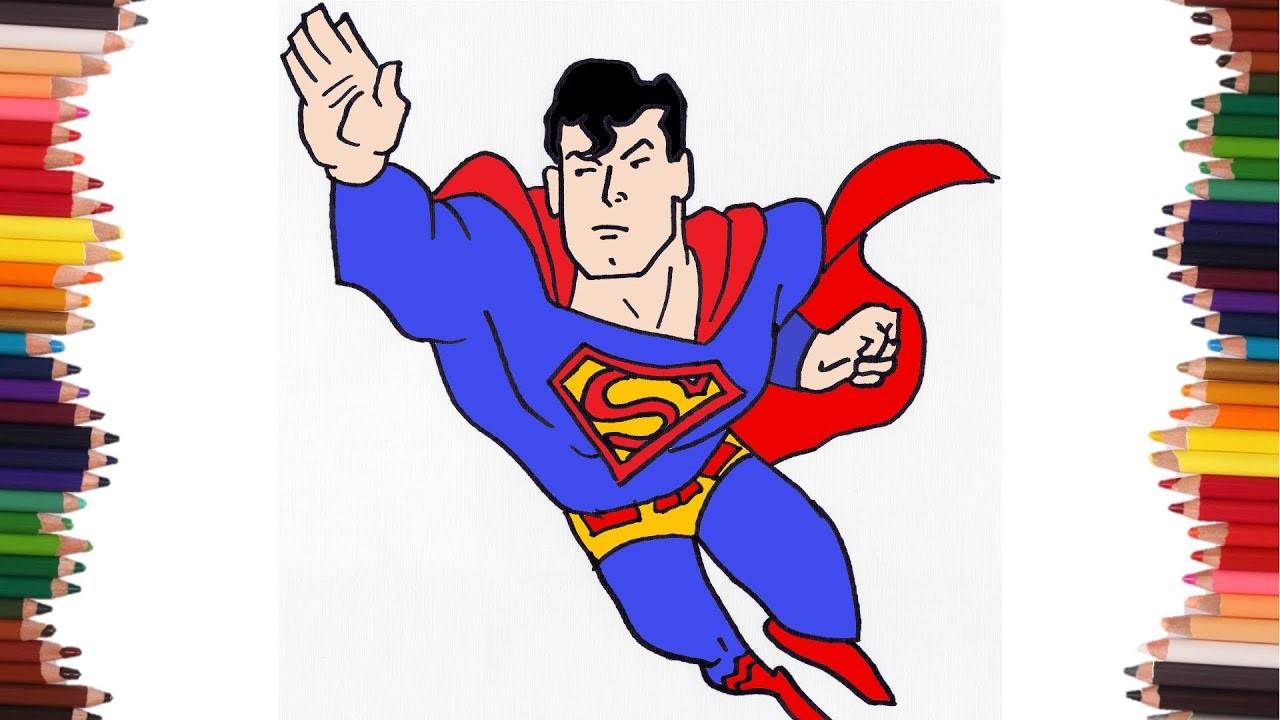 Como dibujar a SUPERMAN VOLANDO paso a paso y MUY FACIL