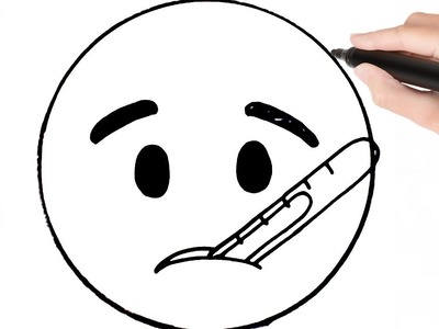 Como dibujar al Emoji enfermo paso a paso