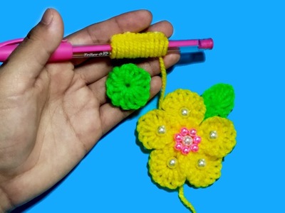 CÓMO HACER FLORES DE LANA CON UN LÁPIZ MUY FÁCIL - Easy flower embroidery trick  - Ideas Fantásticas