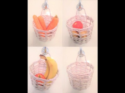 Cómo hacer un cesto o canasta colgante. DIY. How to make a hanging basket.