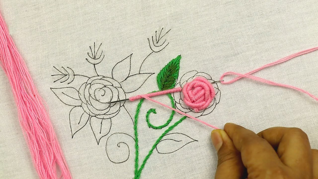 Very beautiful hand embroidery flower pattern with Brazilian Embroidery easy stitches