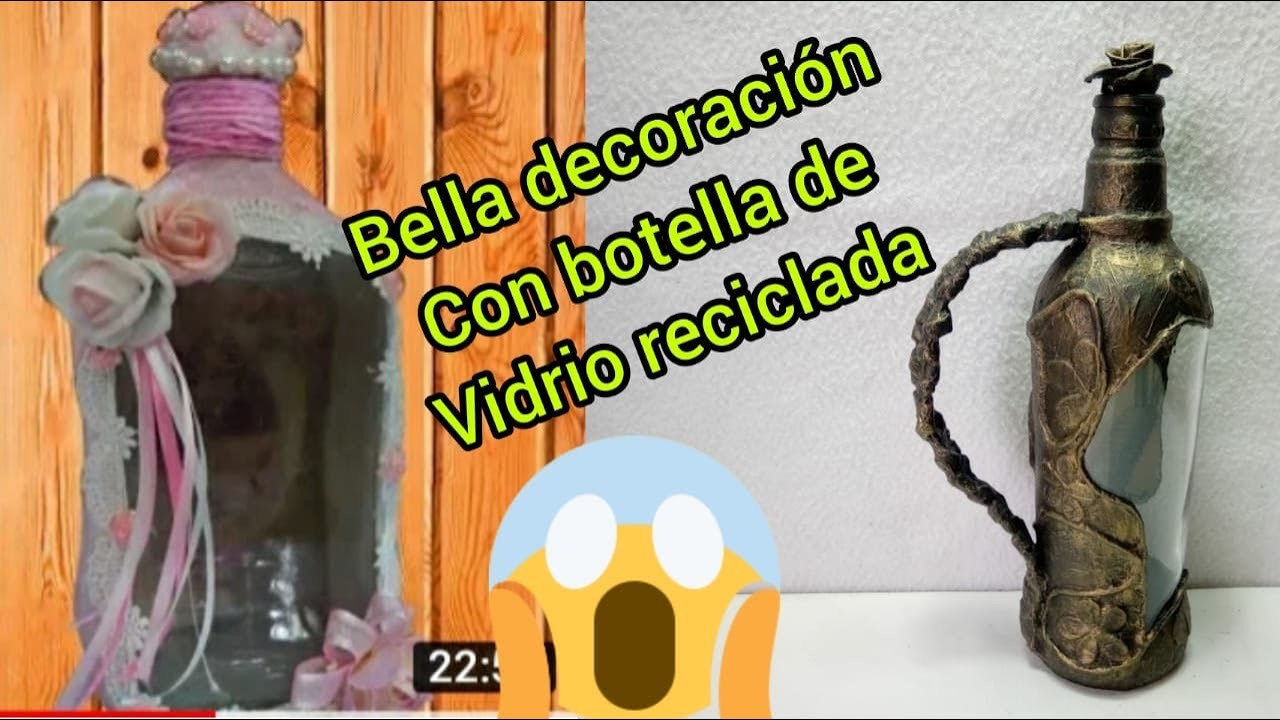 Aprende Como  Decorar una Botella de  Vidrio. la Kasa de Hur Manualidades