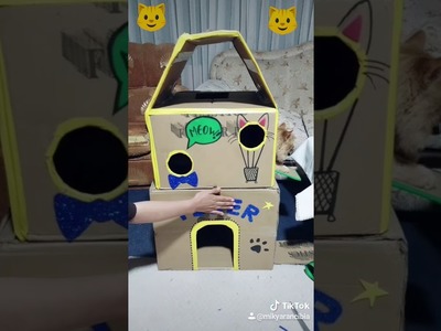 Casa para gatos hecho de cajas
