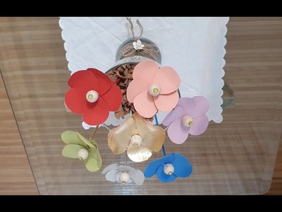 Como hacer flores con el tubo de cartón del papel higiénico. Manualidad.