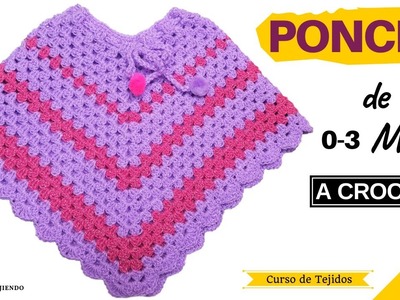 ✅ Como Tejer Poncho a Crochet con Lazo y Pompones ???? Curso Gratis de Tejidos a Crochet Ganchillo