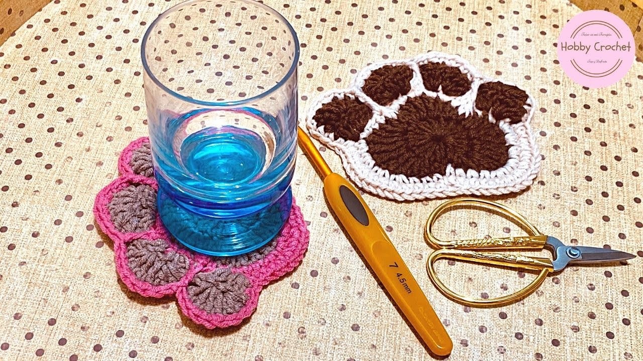 Huella posavasos a crochet paso a paso (Versión Diestra)