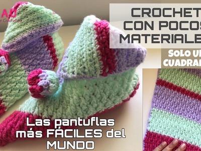 Ideas fáciles a Crochet con poquito material | PANTUFLAS | Nuestra Terapia Crochetera | EliClau