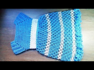 Vestidito azul tejido a Crochet | espuma de mar????