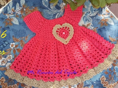 Vestido Bebe a Crochet 3 a 6 meses Tutorial Paso a paso. Parte 2 de 2. tığ işi bebek elbisesi