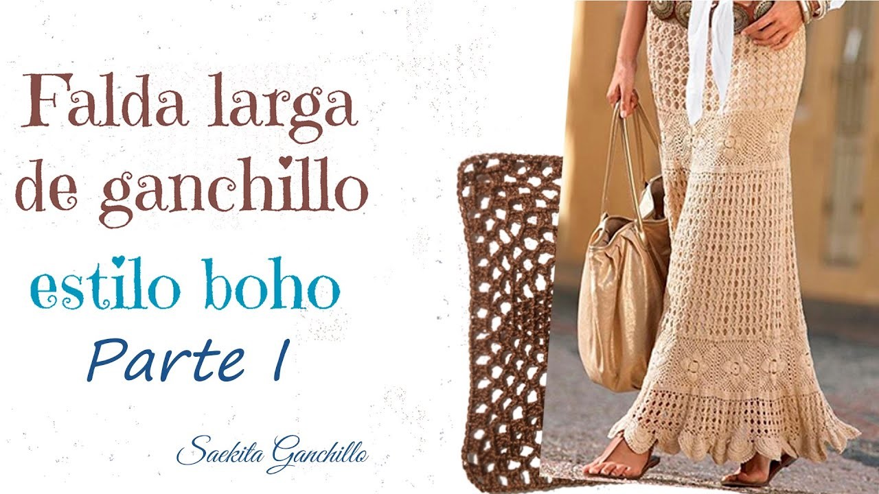 Falda Larga Ganchillo Estilo Boho * Parte I El Granny * Boho crochet maxi skirt * Saekita Ganchillo