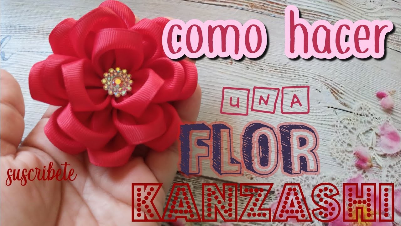 Flor kanzashi  en  falla o popotillo DIY.Floresely  quedateencasa#conmigo