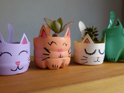Manualidades- Macetas recicladas de gatitos!!