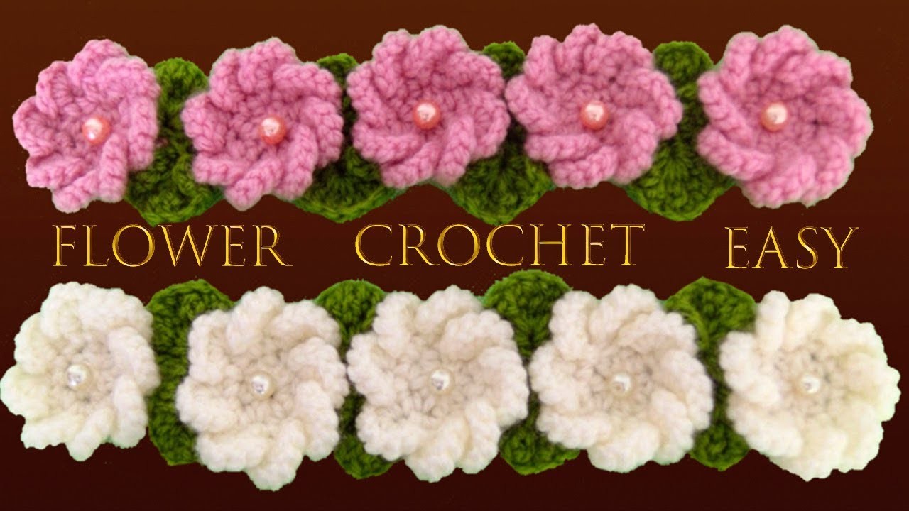 Como hacer flores 3D con hojas a Crochet en cadenas