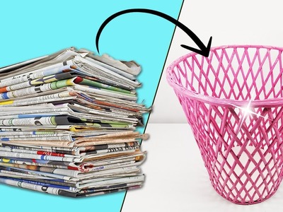 Cómo hacer una cesta o papelera con Papel Periódico|| Manualidades Recicladas || Ecobrisa