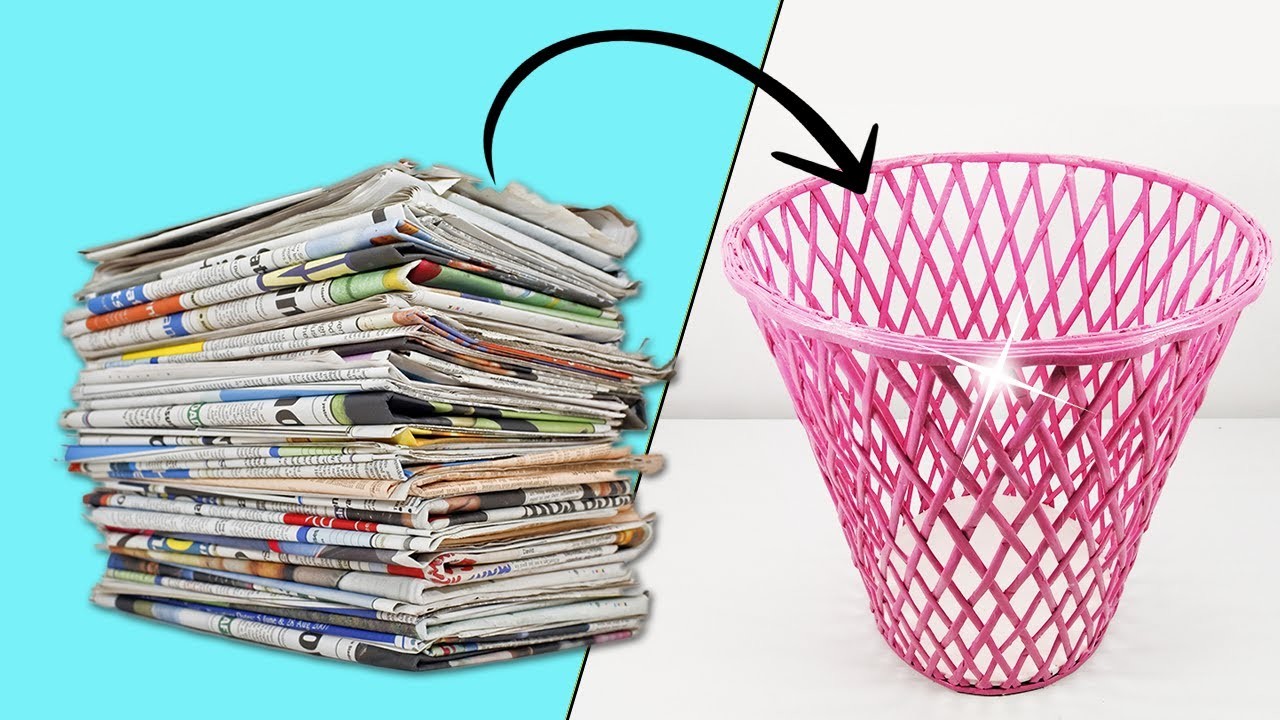 Cómo hacer una cesta o papelera con Papel Periódico|| Manualidades Recicladas || Ecobrisa