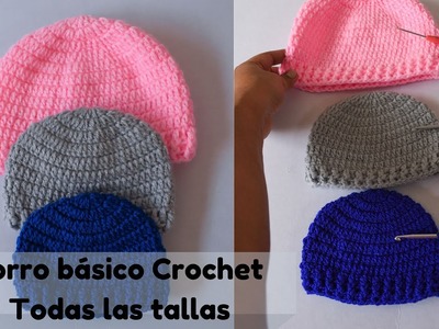 ????Como tejer gorro básico a Crochet en todas las tallas????.How to knit basic Crochet hat in all sizes