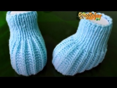 Cómo Tejer Patucos. Boticas 0-3 meses. Easy Knit Baby Booties, socks 2 agujas Tricot- Palillos (763)