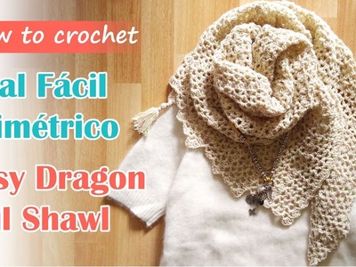 [Eng Sub] Easy Crochet Triangle Shawl -Chal Triangular Asimétrico Fácil -Beginners Dragon Tail Shawl