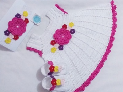 Juego de vestido a Crochet o ganchillo. Modelo Lili. ideas para vestidos de Bebe. 0 a 3 meses. 