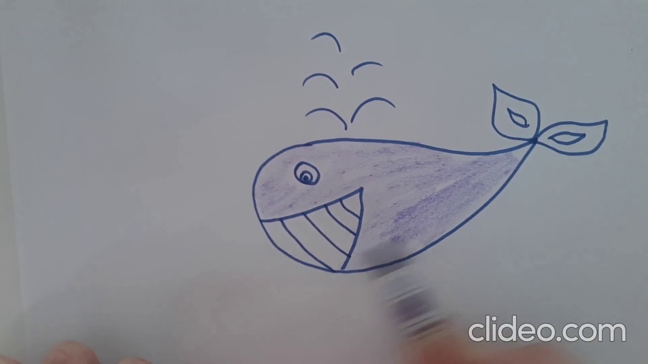 KIDS PAINT: Como dibujar la ballena azúl en 1 minuto, "Guena la Ballena"