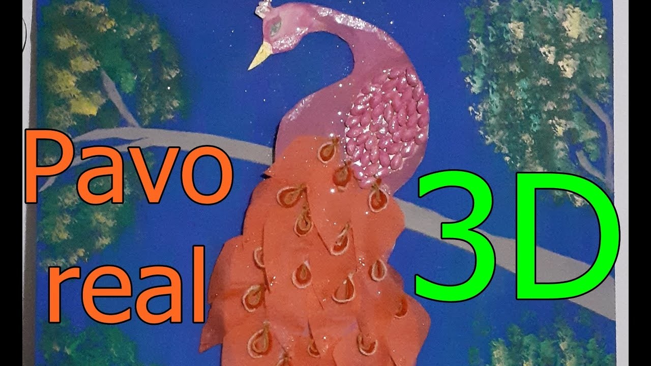 Pavo real con cartón, tela no tejida, semillas y lana | Manualidad