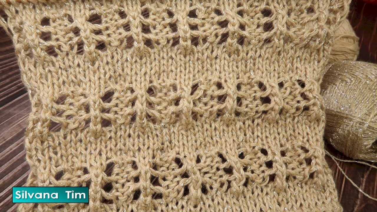 PUNTO CALADO en 2 AGUJAS FACIL DE TEJER: How to knit. Punto "RITA" para bufanda, jersey № 1011