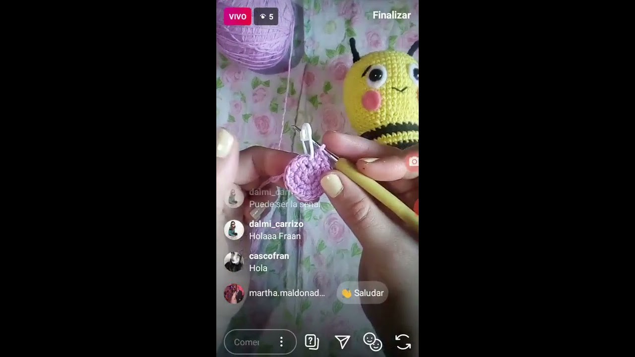 Amigurumi, vivo en instagram, abejita primera parte