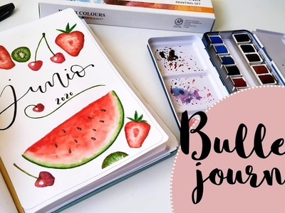 BULLET JOURNAL JUNIO 2020 con ACUARELAS | FRUTAS, sandía, fresas. con ACUARELAS Phoenix | bujo