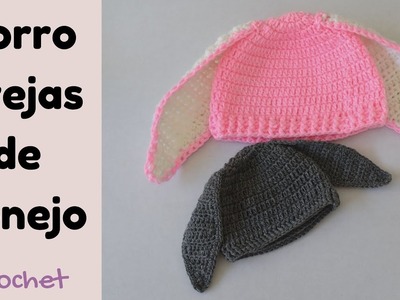 ????Como tejer gorro con orejas de conejo Crochet????. How to knit hat with rabbit ears Crochet